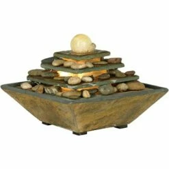 Buy ✔️ John Timberland Feng Shui Zen Indoor Tabletop Water Fountain with Light LED 9" High Four Tiers for Table Desk Home Office Bedroom ❤️ -Garden Decor Shop unnamed file 8254
