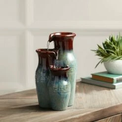 Best Pirce π₯° John Timberland Zen Indoor Tabletop Water Fountain 11 1/2" High Mediterranean Jar Cascading for Table Desk Office Home Bedroom π₯°