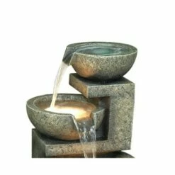 Cheap 🥰 HI-LINE GIFT LTD 22" 3 Bowl Natural Water Fountain with LED Lights Brown - Hi-Line Gift 🔔 -Garden Decor Shop unnamed file 8289