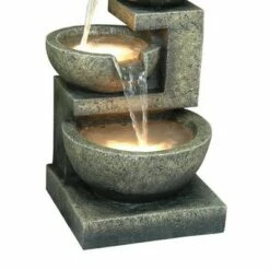 Cheap 🥰 HI-LINE GIFT LTD 22" 3 Bowl Natural Water Fountain with LED Lights Brown - Hi-Line Gift 🔔 -Garden Decor Shop unnamed file 8290