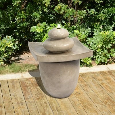 Cheapest ⭐ 24.4 " Zen Stones Outdoor Fountain with LED Light Tan - Teamson Home ✔️ 4 Cheapest ⭐ 24.4 " Zen Stones Outdoor Fountain with LED Light Tan - Teamson Home ✔️ - Image 2