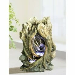 Brand new 🔔 HI-LINE GIFT LTD 13.75" Natural Tree Trunk Water Fountain with LED Lights Brown - Hi-Line Gift ⭐