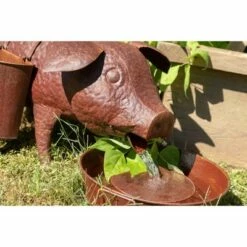 Outlet 🥰 Park Hill Collection Pig Fountain with Side Planters 🔔
