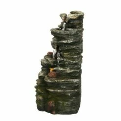 Outlet ✨ HI-LINE GIFT LTD 14" Multi Level Cascading Stone Sculptural Tabletop Water Fountain Gray Stone - Hi-Line Gift 🥰 -Garden Decor Shop unnamed file 8337