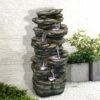 Cheap 👏 Watnature 40" 6-Tier Rock Water Fountain with LED Lights Gray 😉