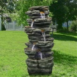 Cheap 👏 Watnature 40" 6-Tier Rock Water Fountain with LED Lights Gray 😉 -Garden Decor Shop unnamed file 8380