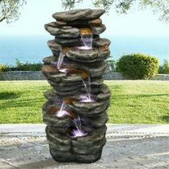 Cheap 👏 Watnature 40" 6-Tier Rock Water Fountain with LED Lights Gray 😉 -Garden Decor Shop unnamed file 8381