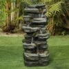Discount 😀 Watnature 30.7" 6-Tier Rock Waterfall Fountain with LED Lights Gray 👍