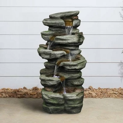 Discount π Watnature 30.7" 6-Tier Rock Waterfall Fountain with LED Lights Gray π 5 Discount π Watnature 30.7" 6-Tier Rock Waterfall Fountain with LED Lights Gray π - Image 4