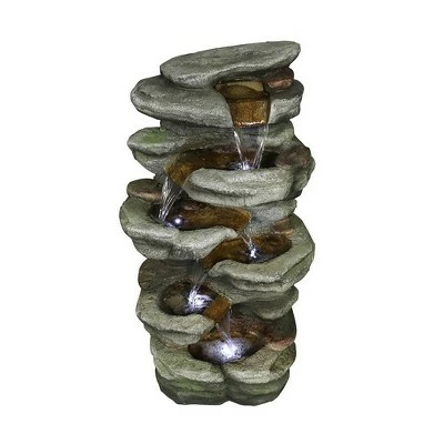 Discount π Watnature 30.7" 6-Tier Rock Waterfall Fountain with LED Lights Gray π 6 Discount π Watnature 30.7" 6-Tier Rock Waterfall Fountain with LED Lights Gray π - Image 5
