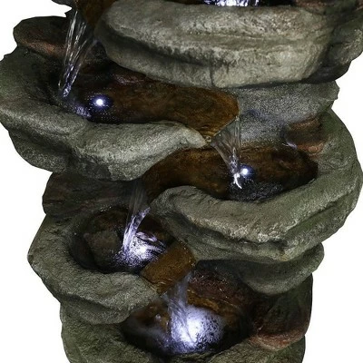 Discount π Watnature 30.7" 6-Tier Rock Waterfall Fountain with LED Lights Gray π 10 Discount π Watnature 30.7" 6-Tier Rock Waterfall Fountain with LED Lights Gray π - Image 9