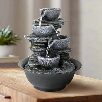 Promo π 10.6" Indoor Tabletop 4 Tier Rock Fall Zen Fountain - Watnature π 3 Promo π 10.6" Indoor Tabletop 4 Tier Rock Fall Zen Fountain - Watnature π