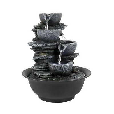Promo π 10.6" Indoor Tabletop 4 Tier Rock Fall Zen Fountain - Watnature π 7 Promo π 10.6" Indoor Tabletop 4 Tier Rock Fall Zen Fountain - Watnature π - Image 5