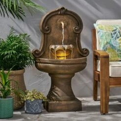 Outlet 𧨠Fraser Outdoor 2-Tier Single Spout Fountain - Light Brown - Christopher Knight Home π