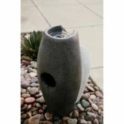 Top 10 ⭐ 24.8" Modern Indoor/Outdoor Floor Waterfall Fountain - Gray/Black - XBrand ⭐