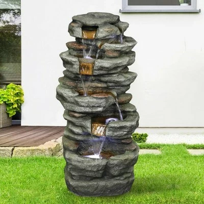 Buy π Watnature 15.3" 6-Tier Rock Water Fountain with LED Lights Gray β€οΈ 2 Buy π Watnature 15.3" 6-Tier Rock Water Fountain with LED Lights Gray β€οΈ