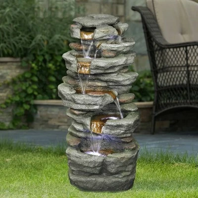 Buy π Watnature 15.3" 6-Tier Rock Water Fountain with LED Lights Gray β€οΈ 4 Buy π Watnature 15.3" 6-Tier Rock Water Fountain with LED Lights Gray β€οΈ - Image 3