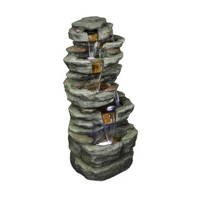 Buy π Watnature 15.3" 6-Tier Rock Water Fountain with LED Lights Gray β€οΈ 7 Buy π Watnature 15.3" 6-Tier Rock Water Fountain with LED Lights Gray β€οΈ - Image 6