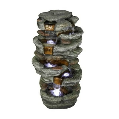 Buy π Watnature 15.3" 6-Tier Rock Water Fountain with LED Lights Gray β€οΈ 8 Buy π Watnature 15.3" 6-Tier Rock Water Fountain with LED Lights Gray β€οΈ - Image 7