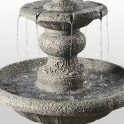 Top 10 ⭐ 52.56" Icy Stone 2-Tiered Focal Point Outdoor Waterfall Fountain - Gray - Teamson Home 🥰