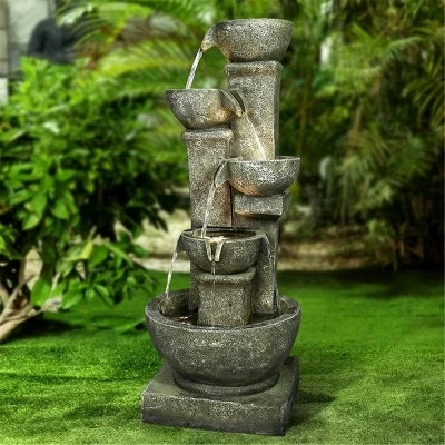Flash Sale π 39.3" Outdoor 5-Tier Bowls Floor Cascading Fountain with LED Lights - Watnature π 4 Flash Sale π 39.3" Outdoor 5-Tier Bowls Floor Cascading Fountain with LED Lights - Watnature π - Image 2