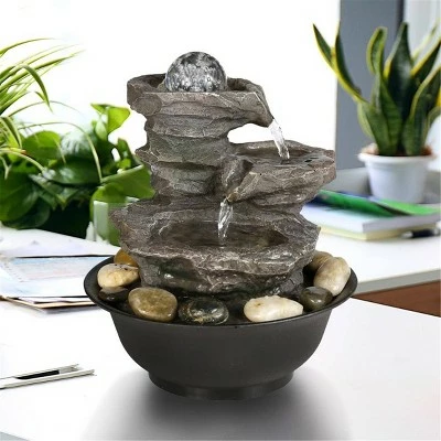 Deals π€© Watnature 11.4" 3-Tier Rock Fall Tabletop Zen Fountain with Crystal Ball Accent and LED Light Gray π 4 Deals π€© Watnature 11.4" 3-Tier Rock Fall Tabletop Zen Fountain with Crystal Ball Accent and LED Light Gray π - Image 2