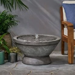 Wholesale π Gareth Outdoor Flower Bowl Fountain - Light Gray - Christopher Knight Home π