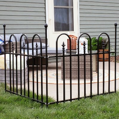 Outlet ⌛ Sunnydaze Decor Sunnydaze Outdoor Lawn and Garden Metal Strasbourg Style Decorative Border Fence Panel and Posts Set - 6' - Black - 5pc ❤️ 3 Outlet ⌛ Sunnydaze Decor Sunnydaze Outdoor Lawn and Garden Metal Strasbourg Style Decorative Border Fence Panel and Posts Set - 6' - Black - 5pc ❤️