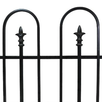 Outlet ⌛ Sunnydaze Decor Sunnydaze Outdoor Lawn and Garden Metal Strasbourg Style Decorative Border Fence Panel and Posts Set - 6' - Black - 5pc ❤️ 4 Outlet ⌛ Sunnydaze Decor Sunnydaze Outdoor Lawn and Garden Metal Strasbourg Style Decorative Border Fence Panel and Posts Set - 6' - Black - 5pc ❤️ - Image 2