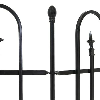 Outlet ⌛ Sunnydaze Decor Sunnydaze Outdoor Lawn and Garden Metal Strasbourg Style Decorative Border Fence Panel and Posts Set - 6' - Black - 5pc ❤️ 6 Outlet ⌛ Sunnydaze Decor Sunnydaze Outdoor Lawn and Garden Metal Strasbourg Style Decorative Border Fence Panel and Posts Set - 6' - Black - 5pc ❤️ - Image 4