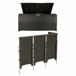 Wholesale ⌛ Suncast Backyard Patio Screen Gate w/ Backyard Patio Wicker Resin Storage Box ❤️