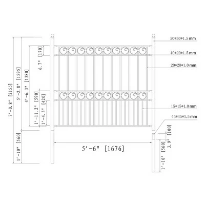Best Sale π ALEKO Paris Style DIY Iron Wrought Steel Fence 5.5' X 5' High Quality Ornamental Fence π 3 Best Sale π ALEKO Paris Style DIY Iron Wrought Steel Fence 5.5' X 5' High Quality Ornamental Fence π - Image 2