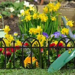 Deals 🤩 Nature Spring Victorian-Style Arch Garden Fence for Landscaping Edging - 24" x 15.5" per Panel, Pack of 4, Black ⭐ -Garden Decor Shop unnamed file 9063