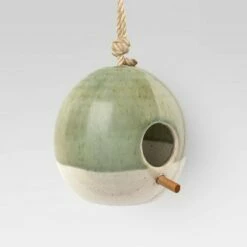Outlet 👏 Smith & Hawken 5" Stoneware with Reactive Glaze Bird House Green - Smith & Hawken™ 👍 -Garden Decor Shop unnamed file 9099