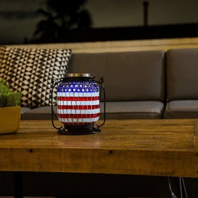 Best Sale π€© Alpine Corporation Alpine 7" Solar Patriotic Glass/Iron Hanging Lantern with LED Lights Cool White π 4 Best Sale π€© Alpine Corporation Alpine 7" Solar Patriotic Glass/Iron Hanging Lantern with LED Lights Cool White π - Image 2