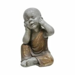 Best Sale 🧨 12" Polyresin Baby Monk Figurine Gray/Gold - Sagebrook Home 🧨 -Garden Decor Shop unnamed file 9126