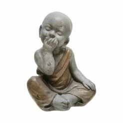 Best Sale 🧨 12" Polyresin Baby Monk Figurine Gray/Gold - Sagebrook Home 🧨 -Garden Decor Shop unnamed file 9128