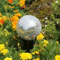 Deals ✔️ 13.75" Iron Trestle III Spiked Gazing Globe Ball Stand Black Powder 🧥 Coat Finish - ACHLA Designs ⌛ -Garden Decor Shop unnamed file 9170