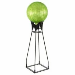 Deals 😍 33" Iron Gazing Globe Ball Stand with Baseplate Black Powder 🧥 Coat Finish - ACHLA Designs 🎉