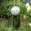 Promo ⭐ 31" Iron Gazing Globe Ball Stand Spiked Black Powder 🧥 Coat Finish - ACHLA Designs 👏