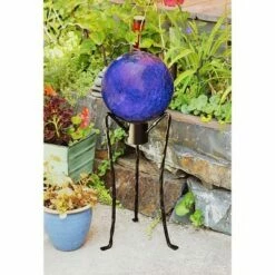Flash Sale 🔥 24" Iron Gazing Globe Ball Footed Stand Black Powder 🧥 Coat Finish - ACHLA Designs 🥰