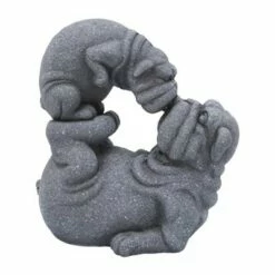 New π― Sagebrook Home 13" Resin Kissing Pugs Outdoor Statue Gray π