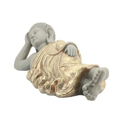 Outlet π Sagebrook Home 9" Resin Laying Buddha Outdoor Statue Gray/Gold π 5 Outlet π Sagebrook Home 9" Resin Laying Buddha Outdoor Statue Gray/Gold π - Image 3