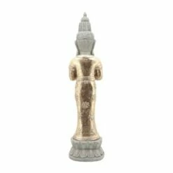 Best Pirce 😉 Sagebrook Home 26" Resin Standing Buddha Outdoor Statue Gray/Gold 💯