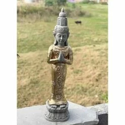 Best Pirce 😉 Sagebrook Home 26" Resin Standing Buddha Outdoor Statue Gray/Gold 💯 -Garden Decor Shop unnamed file 9419