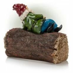 Cheap 🎉 Alpine Corporation 9" Polyresin Gnome Lying on Log Statue 😀 -Garden Decor Shop unnamed file 9579
