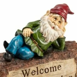 Cheap 🎉 Alpine Corporation 9" Polyresin Gnome Lying on Log Statue 😀 -Garden Decor Shop unnamed file 9580