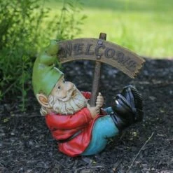 Best Sale 🎉 Northlight 10.5" Silly Gnome with Welcome Sign Outdoor Garden Statue 🥰 -Garden Decor Shop unnamed file 9628