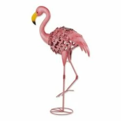 Flash Sale 🌟 Zingz & Thingz Zingz & Thingz 27" Iron Leaning Solar Flamingo Statue Pink 😀