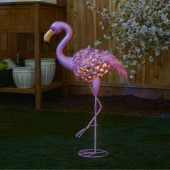 Flash Sale 🌟 Zingz & Thingz Zingz & Thingz 27" Iron Leaning Solar Flamingo Statue Pink 😀 -Garden Decor Shop unnamed file 974